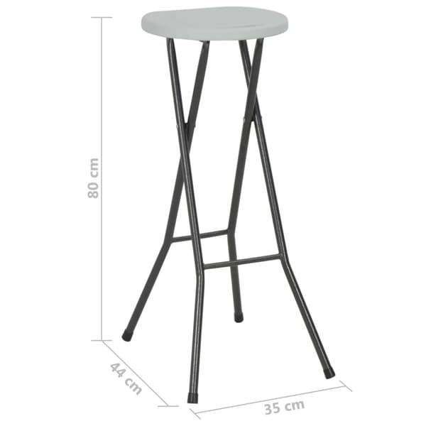 Hopfällbara barstolar 2 st HDPE och stål vit