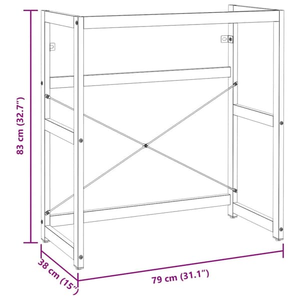 Ram för tvättställ vit 79x38x83 cm järn