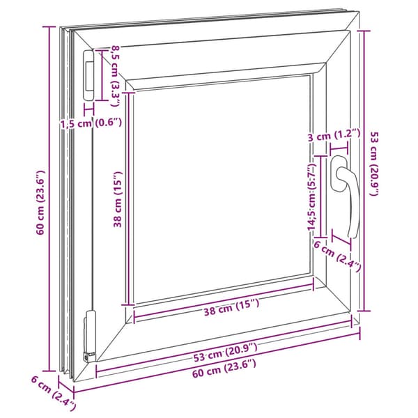 Källarfönster RISOR Antracit 60 x 60 cm PVC och glas