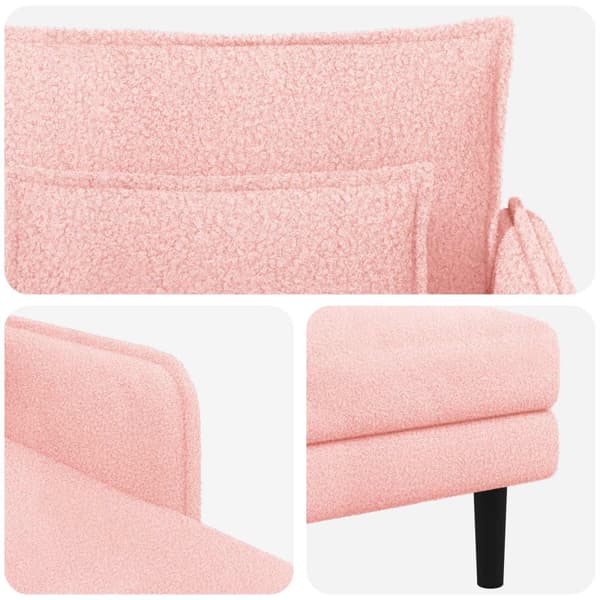 Stor schäslong Rosa Bouclé