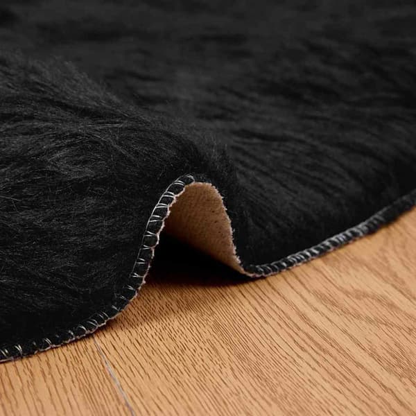 Fuskfäll matta TAFALLA Svart Ø 160 cm Polyester