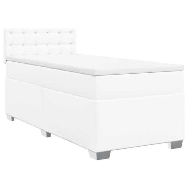Ramsäng med madrass vit 90x190 cm konstläder