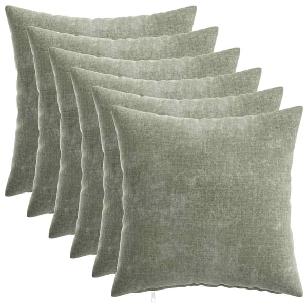 Kudde 6 st HEERLEN Grön 50 x 50 cm Chenilletyg