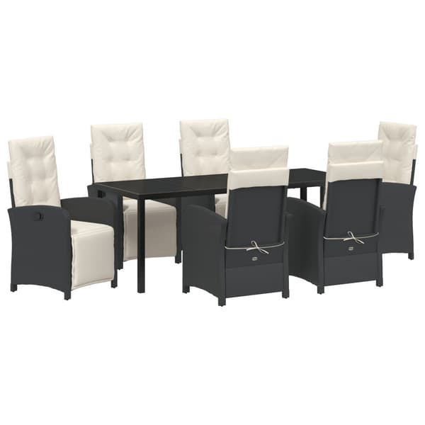 Trädgårdsmöbelset med kudde 7 pcs Svart konstrotting