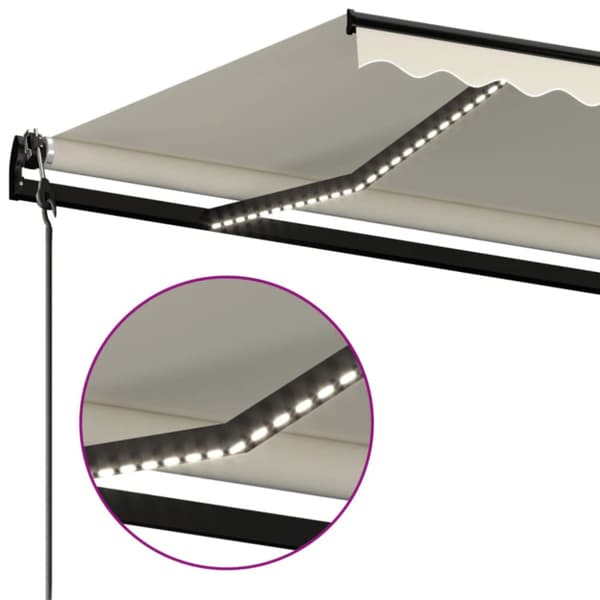 Automatisk markis med vindsensor & LED 450x350 cm gräddvit