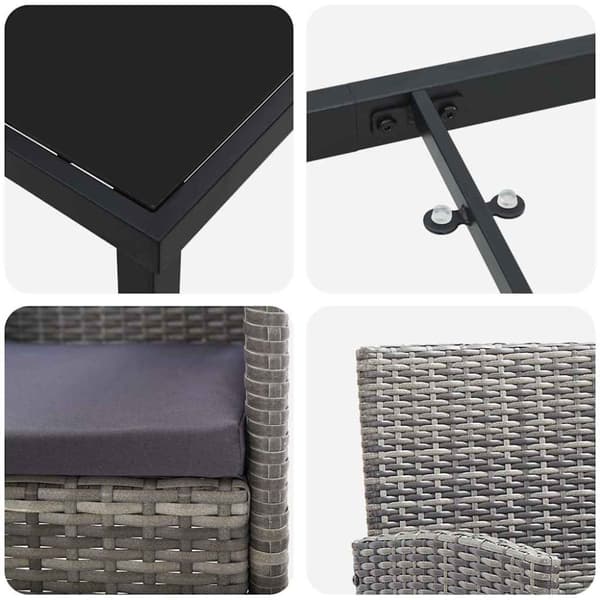Trädgårdsmöbelset med kudde 7 pcs Grå konstrotting