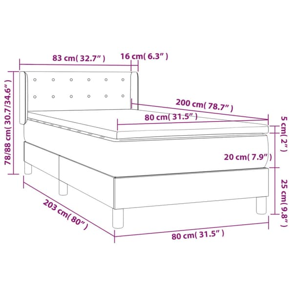 Ramsäng med madrass blå 80x200 cm tyg
