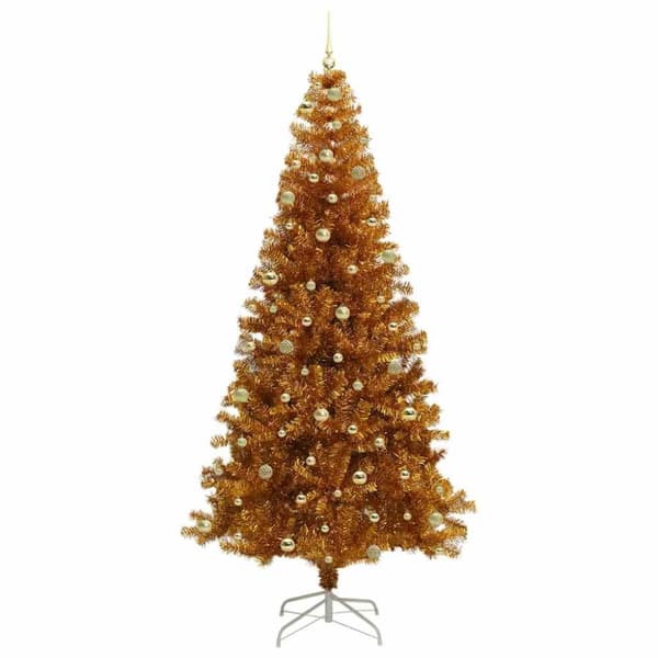 Julgran med LED-belysning Guld 240 cm PET och stål