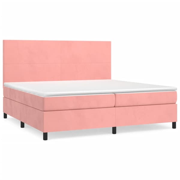 Ramsäng med madrass rosa 200x200 cm sammet