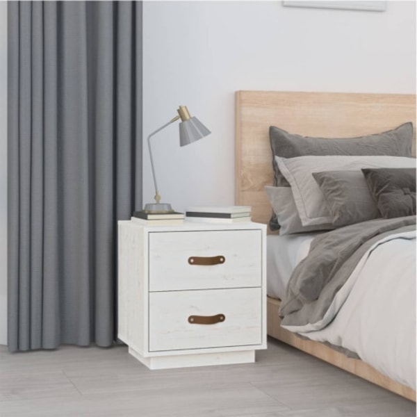 Sängbord vit 40x34x45 cm massivt furu