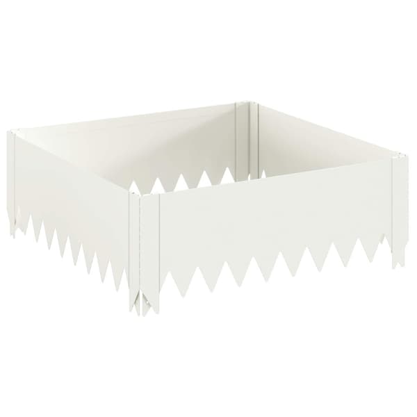 Kant för gräsmatta 4 st 60 x 60 x 20 cm Stål Vit