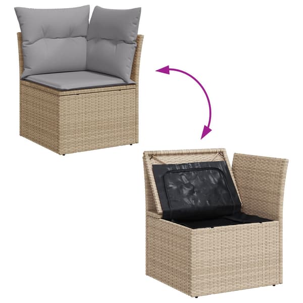 Trädgårdsoffset 5 pcs Beige och Ljusgrå konstrotting