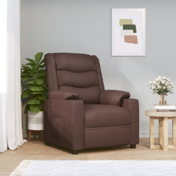 Elektronisk reclinerfåtölj brun konstläder