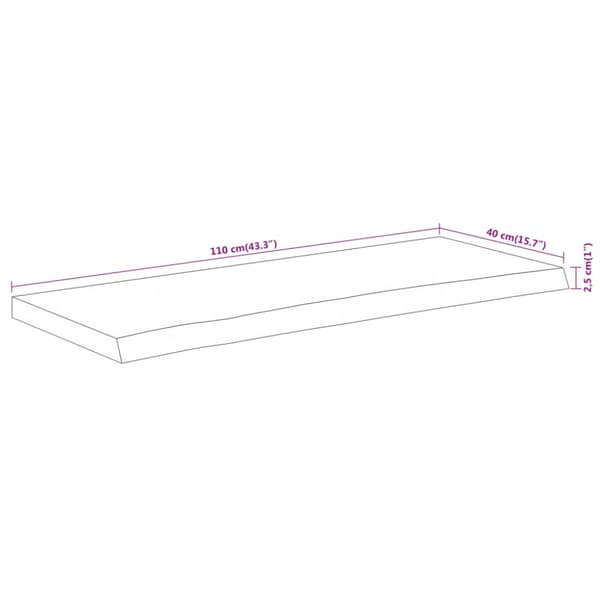 Bordsskiva 110x40x2,5 cm rektangulär massiv akacia rustik kant