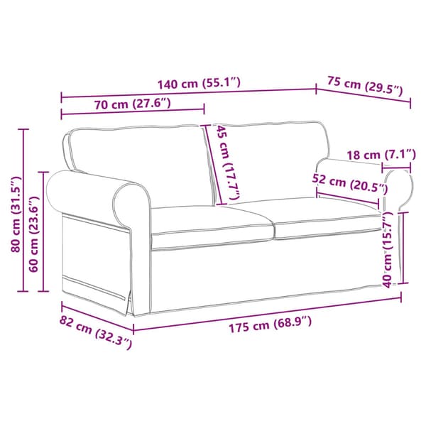 Soffa Mörkgrå 175 x 82 x 80 cm tyg