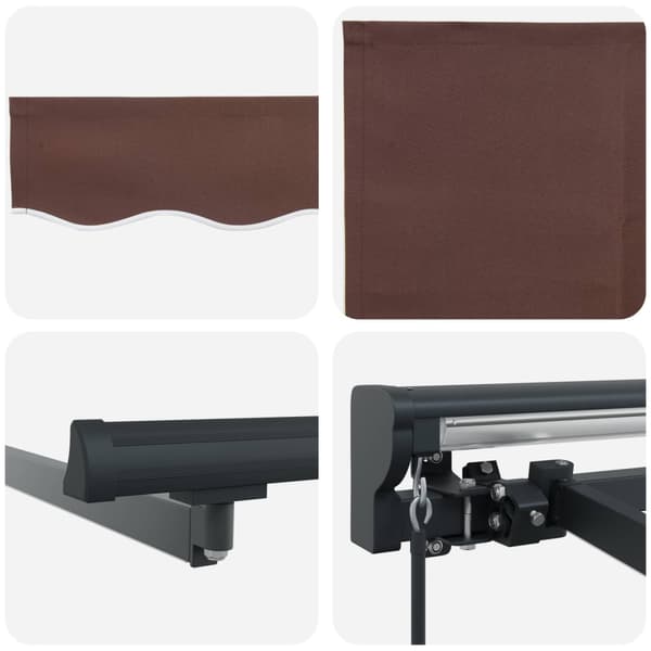 Manuell markis med solcellsdriven LED-belysning 2,5 x 2 m Brun