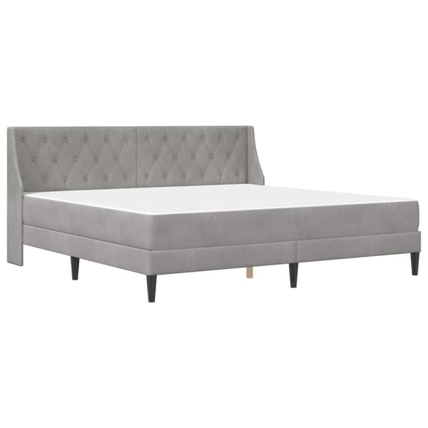 Sängram med madrass med madrass Ljusgrå 200 x 200 cm Sammet