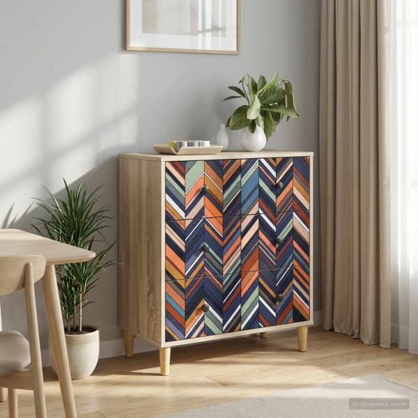 Kommode OMMEN Geometrisk tryck 66 x 36,5 x 75 cm Sonoma-ek