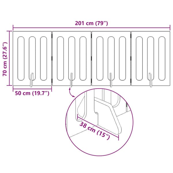 Fällbar husdjursgrind 4 pcs Högblank Vit 201 x 38 x 70 cm