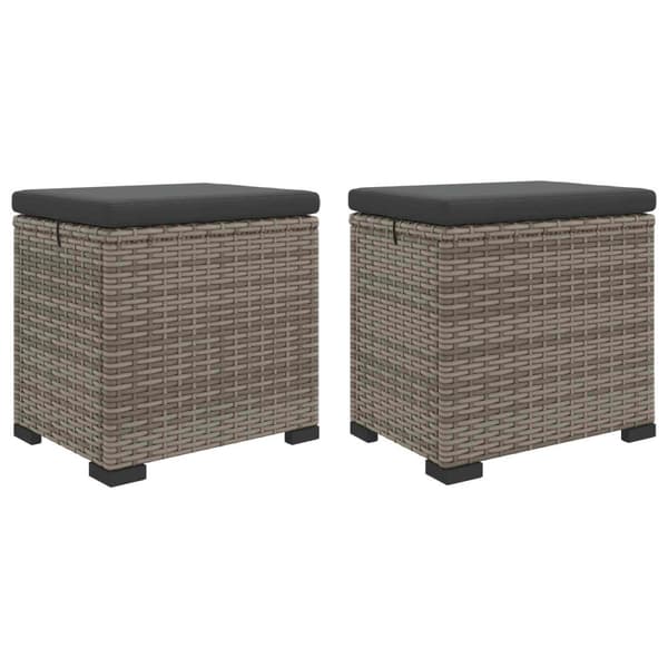 Trädgårdsfotpall med kudde 2 pcs Grå konstrotting