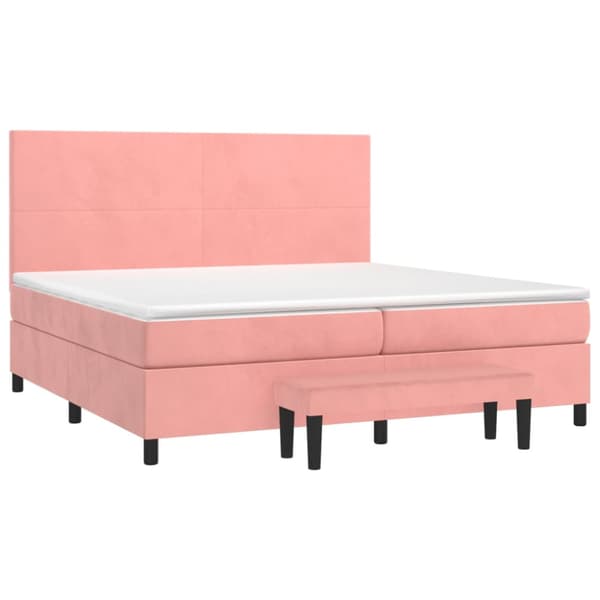 Ramsäng med madrass rosa 200x200 cm sammet