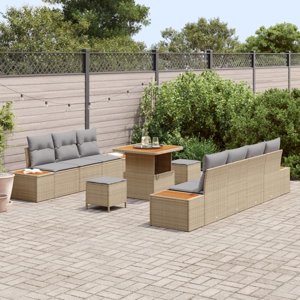 Trädgårdsoffset 10 pcs Beige konstrotting