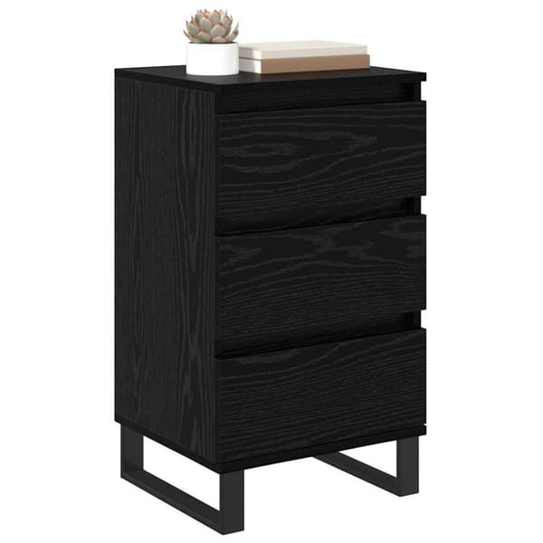 Sideboard med låda Svart ek Konstruerat trä
