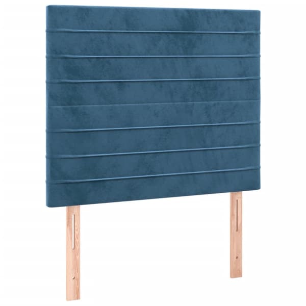 Ramsäng med madrass & LED mörkblå 100x200 cm sammet
