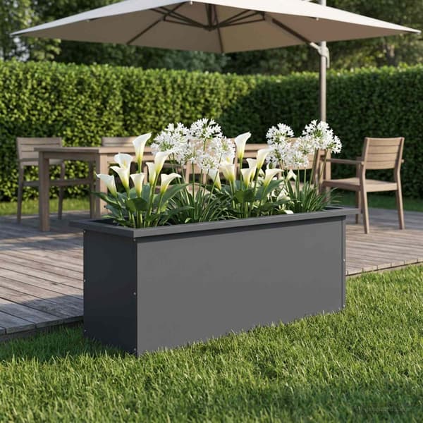 Odlingslåda med LED Antracit 30 x 80 x 30 cm Stål