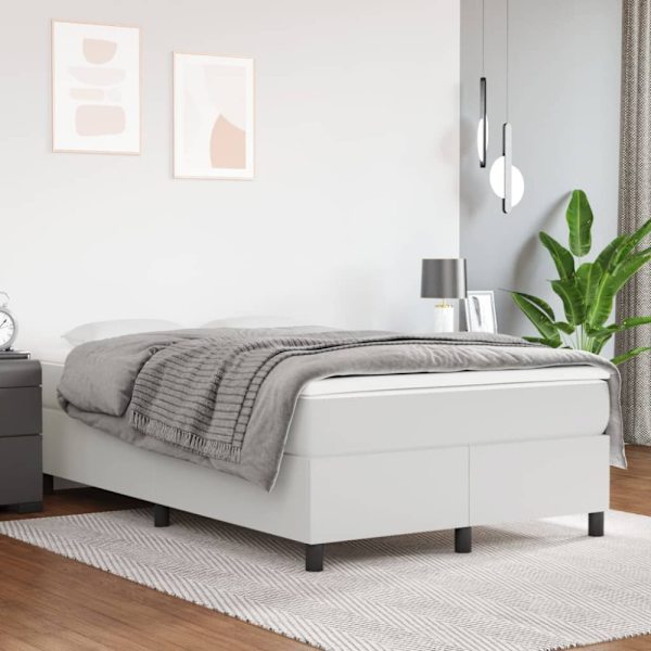 Boxspring-sängram vit 120x200 cm konstläder