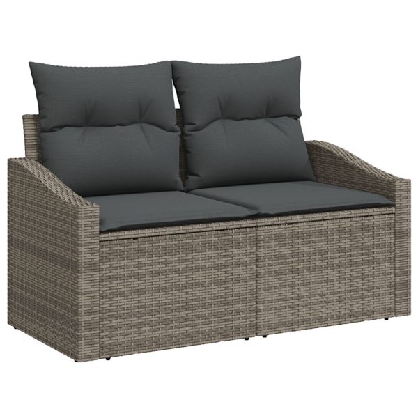 Trädgårdsoffset med lagring 7 pcs Grå Poly rattan