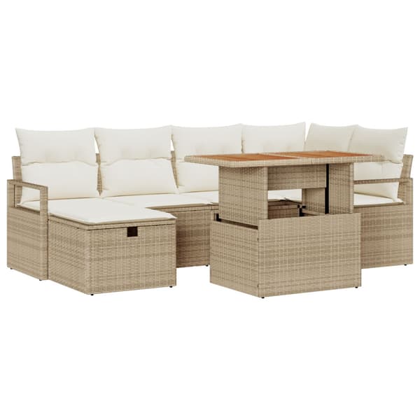 Trädgårdsoffset 7 st Beige konstrotting