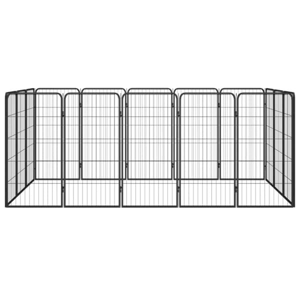 Hundbur 16-paneler svart 50x100 cm pulverlackerat stål