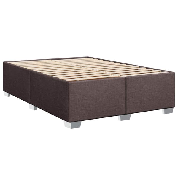 Boxspring säng med madrass och LED Mörkbrun 140 x 200 cm Tyg