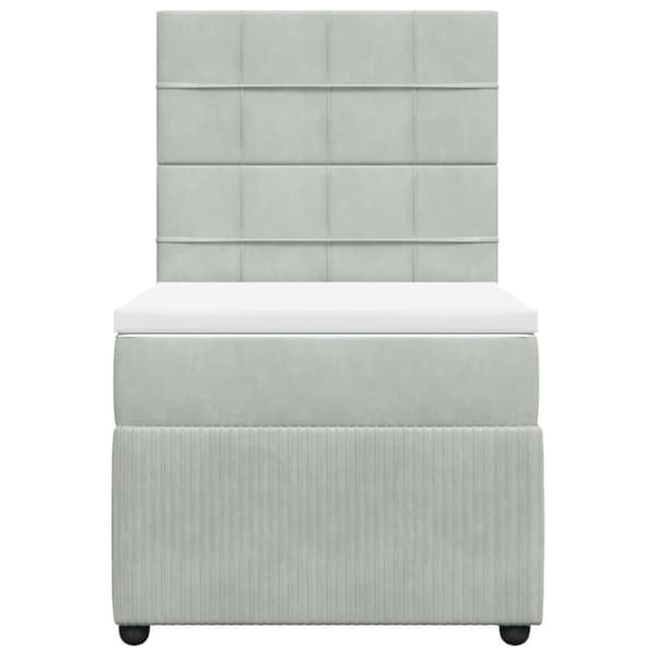 Ramsäng med madrass ljusgrå 90x200 cm sammet