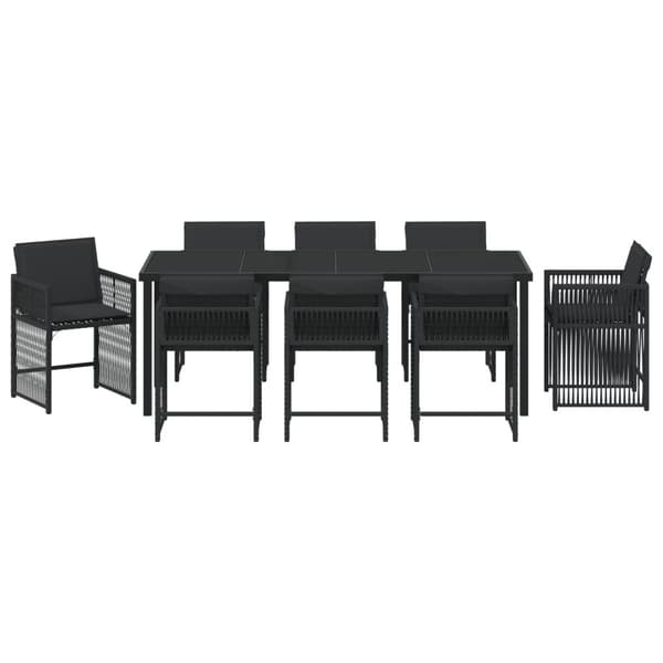 Trädgårdsmöbelset 9 pcs Svart konstrotting