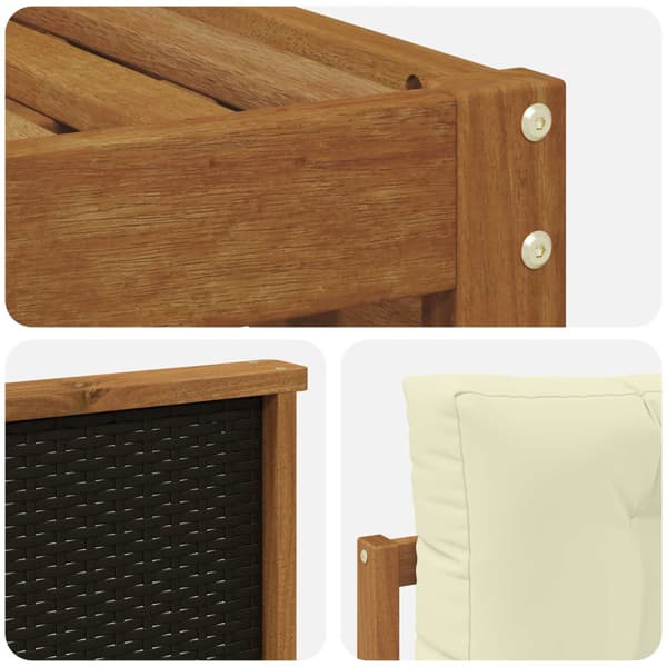 Utomhussoffset med kudde 5 pcs Naturlig och Grädde Polyester