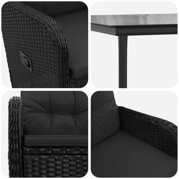 Soffbord Set med kudde 5 pcs PE rotting och pulverlackerad stål