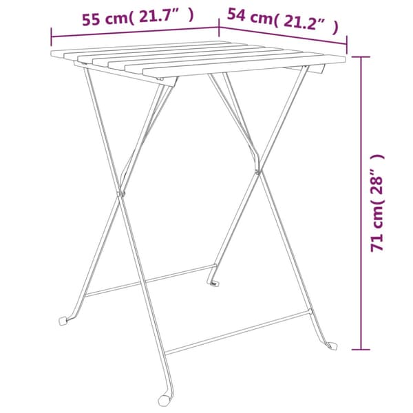 Hopfällbart cafébord 55x54x71 cm massiv teak och stål