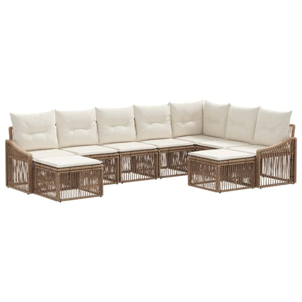 Trädgårdsoffset 9 pcs Beige konstrotting