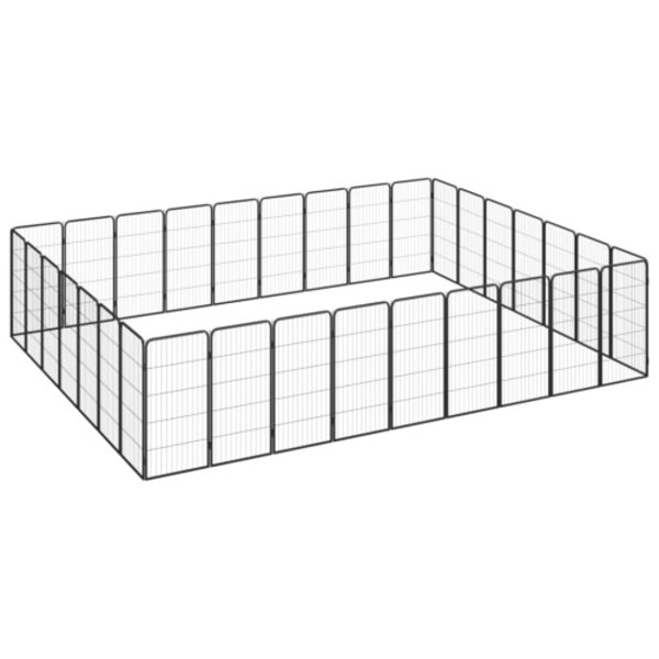 Hundbur 32 paneler svart 50x100 cm pulverlackerat stål