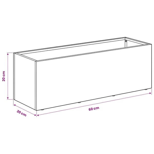 Trädgårdsplanterare 2 st Silver 60 x 20 x 20 cm