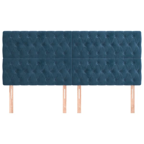 Sänggavel mörkblå 200x7x118/128 cm sammet