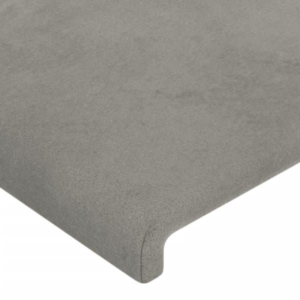 Sänggavel LED ljusgrå 103x16x78/88 cm sammet
