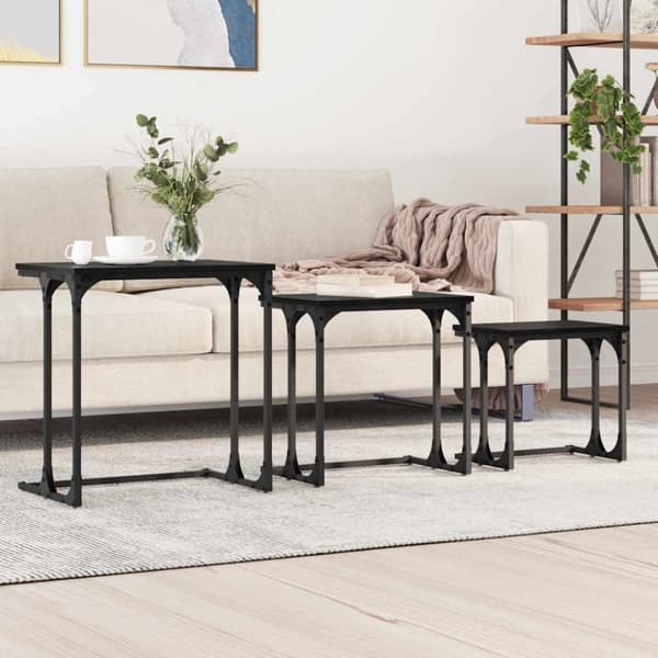 Nesting Kaffe Bord 3 pcs Svart ek Konstruerat trä