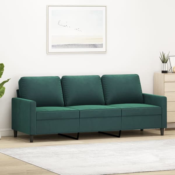 3-sitssoffa mörkgrön 180 cm sammet