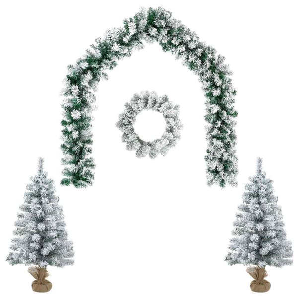 Mini-julgransset 90 cm PVC Grön och Vit