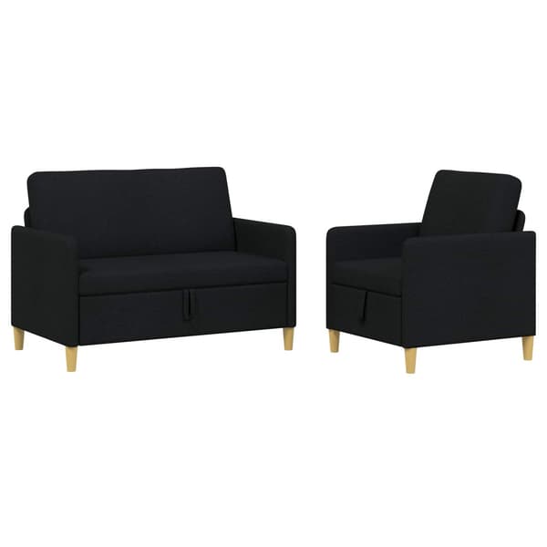 Soffgrupp med förvaring 2 pcs Svart Polyester