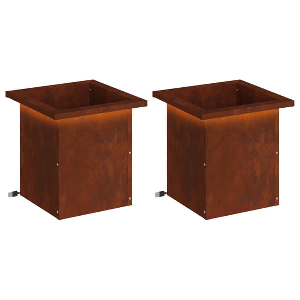 Odlingslåda med LED 2 st Rostig 30 x 30 x 30 cm