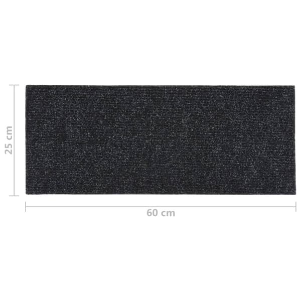 Trappmattor självhäftande 15 st 60x25 cm svarta rektangulära